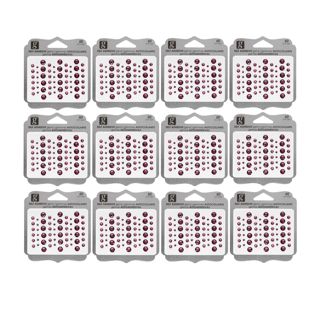Hampton Art Adhesive Bling, Plum, 12Pc, Gems, Gem Stickers, Jewels, 3D Stickers, Gems For Crafting, Rhinestone Craft Gems, Jewel Jewels For Crafts
